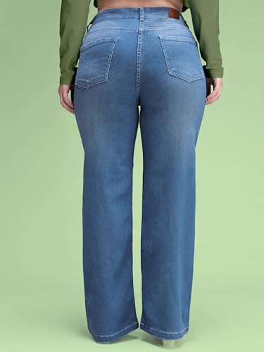 Image of Miss Chase A+ Women's Wide-Leg High Rise Regular-Length Stretchable Denim Jeans