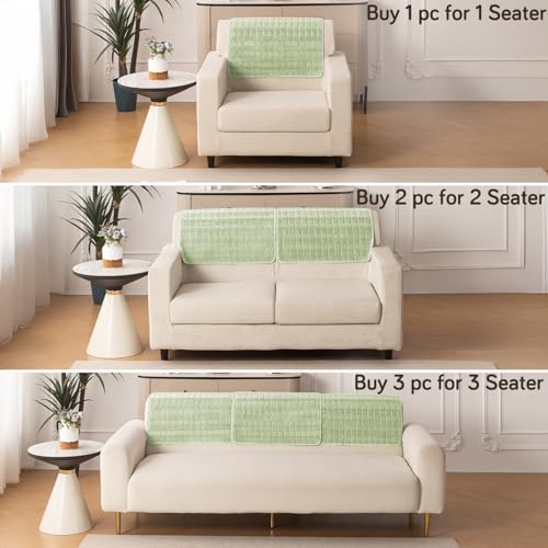 Image of HOKIPO 'Plush Haven' Premium Anti-Slip Backrest Mat | Soft Fluffy Plush Fabric, Pastel Green - 1 PC (AR-6256-GRN)