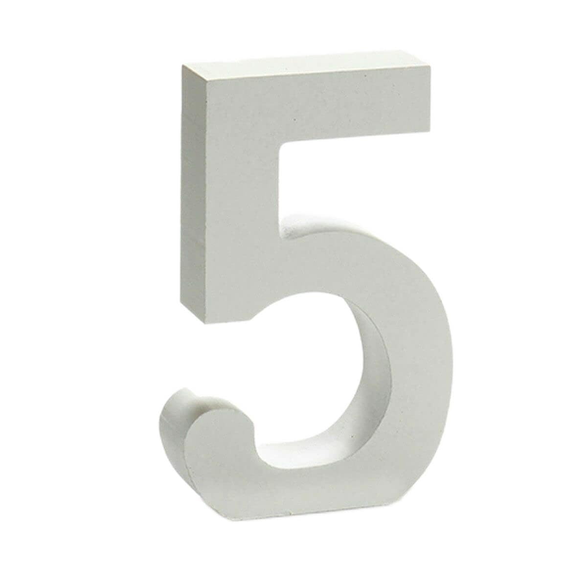 Número 5 madera blanco de 16x14.5 cm para manualidades y letras de madera