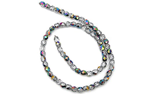 3Mm (135) Crystal Vitrail Coated, Czech Fire Polished Round Faceted Glass Beads, 16 Inch Strand #TOP3