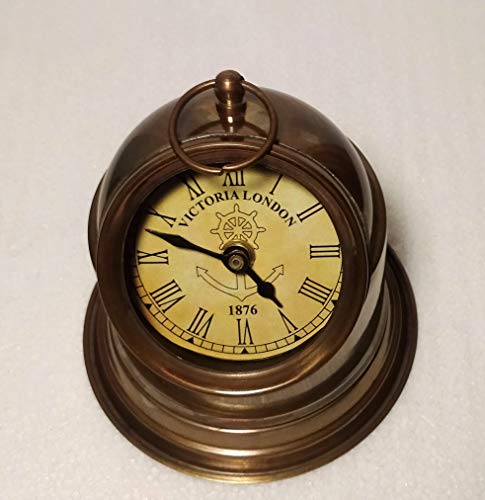 Decor Hunt Helmet Brass Desk Clock, Royal Marine Clocks, Desktop Office Analog Vintage Nautical Antique Finish Table Top Ornaments Home Office Decoration #TOP26
