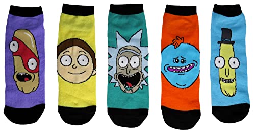 Rick and Morty Mens Ankle-No Show Socks 5 Pair Pack
