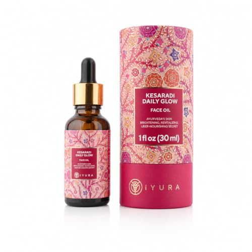 iYURA Kesaradi Daily Glow | Klinisch Bewezen Stralend & Vochtinbrengend | Voor Droge, Gevoelige Huid | Snel Absorberend, 100% Natuurlijke Gezichtsolie | Met Saffraan, Kurkuma & Roos | 30ml