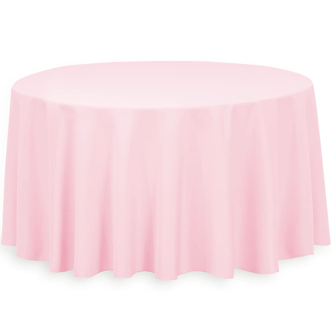 LTC LINENS Pink Tablecloth 120-In Round Table Cover for Circle Table Floor-Length - Washable, Wrinkle Resistant Polyester Fabric Cloth for Baby Shower