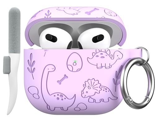 Étui AirPods 4 dinosaure violet idéal pour le sport et voyage