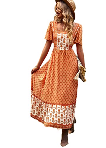 Robe longue d'été à manches papillon fluide et légère pour femme