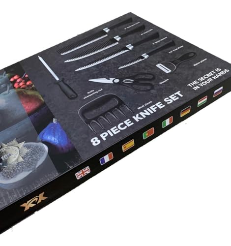 Kit Churrasco Conjunto de 08 Peças Facas Gourmet Corte Navalha Antiaderente Para Churrasco kit Premi