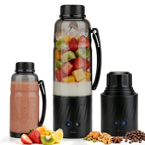 Aliliy ミキサー コードレス 小型 氷も砕ける 充電式 6000mAh 560ML スムージー ジューサー 野菜 果物 離乳食 (ブラック)