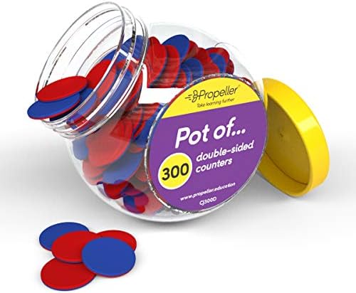 Propeller Education Double-Sided Counters/Manipulatives for Maths and Games with Storage Container (Pot of 300 Counters)