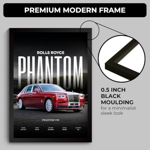 Image of Rolls Royce Phantom Poster | Framed Poster of Rolls Royce Car A4 Sized (31 x 23 cm) for Wall, Gift for Boys, Car Posters | Supercar Luxury Frames Hanging, Room Decor, Gifting | RR Phantom (F 173)