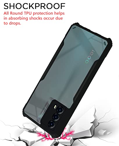 Image of Pikkme Iqoo Z5 5G Back Cover | Crystal Clear Transparent Back | Ultra Hybrid | Full Camera Protection | Raised Edge with 360 Degree Protection | Bumper Back Case for Iqoo Z5 5G (Black)