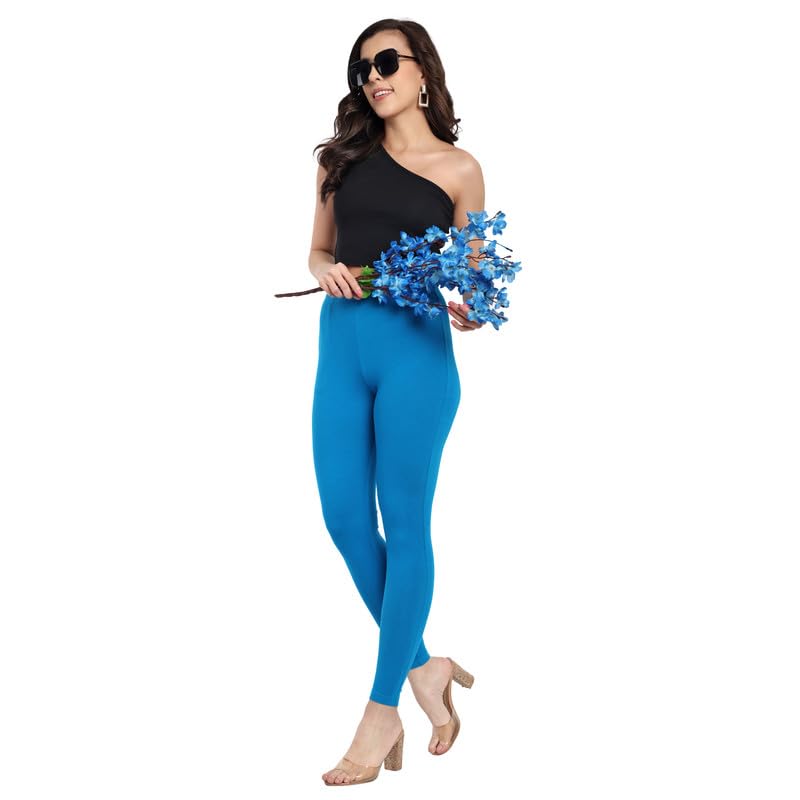 Image of ONE SKY Women Full Length Leggings | Cotton Modal Spandex Blend | High Waist Stretchable & Bio-Washed Fabric | Colour-Lock Technology | Comfortable Leggings for Women