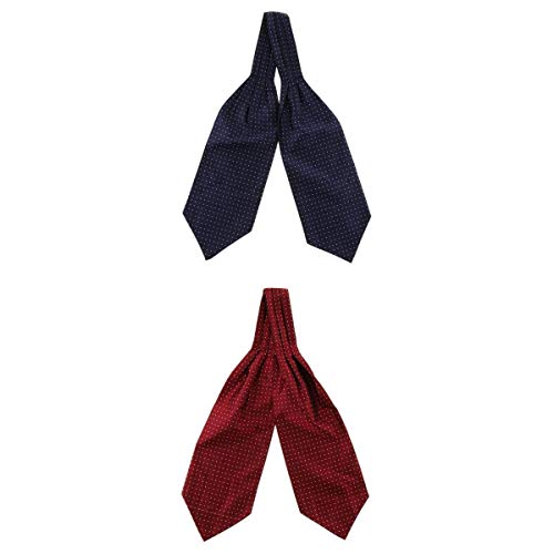 yotijar Gravata de Seda Ascot com 2 Pacotes Masculinos Chiques Estilo Cavalheiro Bolinhas de Poliést