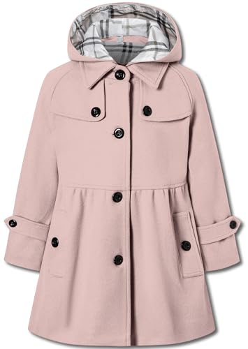 Image of Betusline Girls' Dress Coat, Kids Hoodie Wool Blend Coats Fall Winter Outerwear Peacoat,2-14 Years