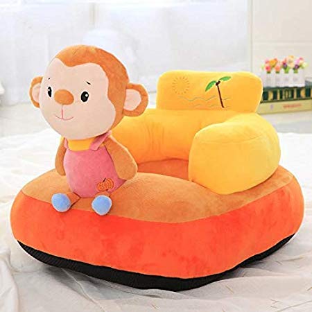 SANA TOYS Monkey Shape Baby Soft Plush Cushion Baby Sofa Seat (Yellow, 0 to 4 Years)