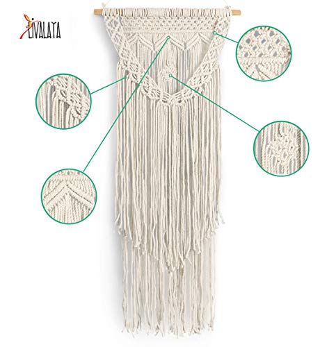 Boho Macrame Wall Hanging Decor – Beige 16 In X 36 In Modern Bohemian Woven Wall Art Tapestry Decor For House, Apartment, Dorm Room, Nursery, Party Decorations, Wedding, Wall Ornament #TOP2