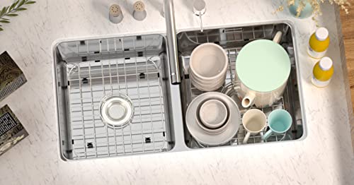SANNO Kitchen Sink Protectors Gird, Bottom Grid Centered Drain Hole Sink Grid and Stainless Steel Sink Protectors 13.65" L X 11.6" W by SANNO - Used condition - Image 4