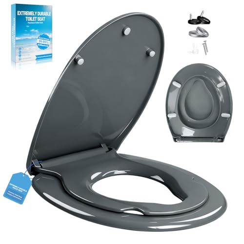 WC Sitz Mit Absenkautomatik mit Kindersit Toilettendeckel O-Form Hochwertige Und Stabile Antibakterieller Toiletten Stabile QualitäT mit Quick Release Funktion | WC-Sitz Stabil bis 250kg