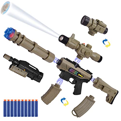 Toy Guns, Soft Foam Dart Gun Toy with Sound and Light, DIY Assemble Projection Gun Toy for Nerf Guns Bullets, 76+ Combination Codes Electric Gun Toy as Gift for 6+ Kids Shooting