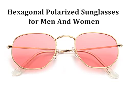 Hexagon Sunglasses For Women Men Polarized Square Sunglasses UV Protection Polygon Metal Frame Sun Glasses2