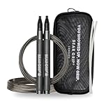 BEAR GRIP Pro Skipping Rope for Adults – Self-Locking Adjustable Speed Jump Rope for Double Unders, CrossFit, Boxing & HIIT Training with 2 Steel Cables, Cable Protector & Pouch