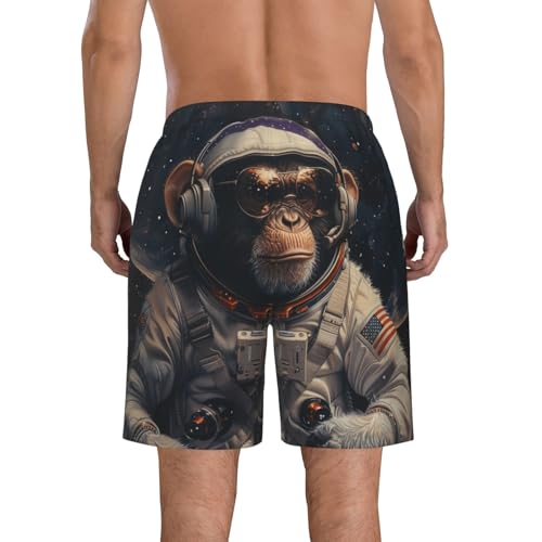 Men's Quick Dry Swim Shorts Monkey Astronaut Stars Fantasy Galaxy Style Beach Trunks with Pockets2