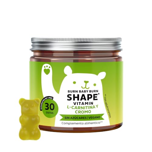 Gummies para el Metabolismo   Burn Baby Burn Shape Vitamin   Con L Carnitina, Cromo, Extracto de Té Verde, Biotina y Zinc   30 unidades (1 mes)   Vegano, Sin Azúcar   Bears with Benefits