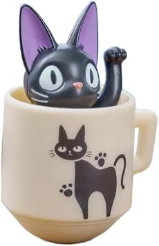 ensky - Kikis Delivery Service - YR-MC05 Roly Poly Tilting Figure Jiji in Teacup, Studio Ghibli Official Merchandise