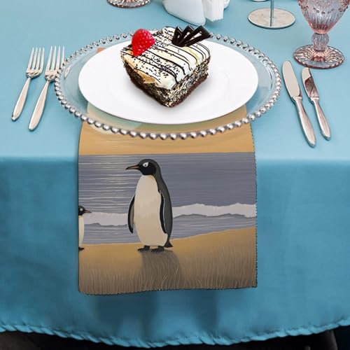 Servilletas de tela lavables diseño de pingüinos para mesa de cocina 3