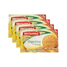 BRITANNIA Digestive Original Biscuits 7.93oz 225g - Whole Wheat Flavor Cookies - Breakfast & Tea Time Healthy Snacks Pack of 4