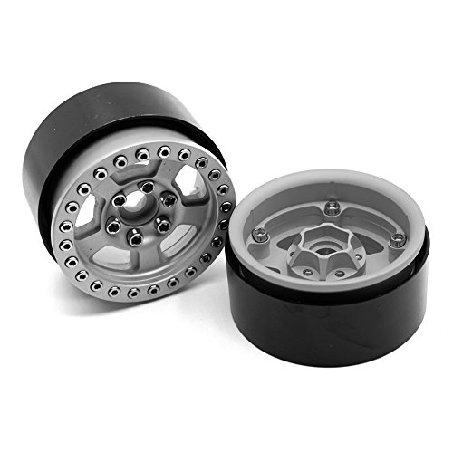 4Pcs Aluminum Alloy 1.9" Beadlock Wheel Rims For 1/10 Rc Crawler Scx10 Trx-4 Cc01 F350 D90 90034 (Black & Silver) #TOP6