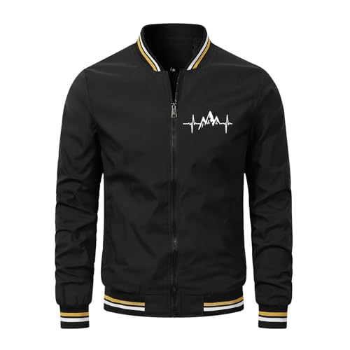 Generisch 2025 - Chaqueta ligera para hombre, cortavientos, corte estrecho, capa activa, ropa de abrigo elegante abrigo de invierno, Negro , XXL