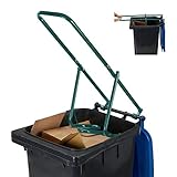 Relaxdays Prensa de basura para cubo de basura, compensa la basura doméstica, plástico, prensa manual de residuos de acero, verde, 1 unidad