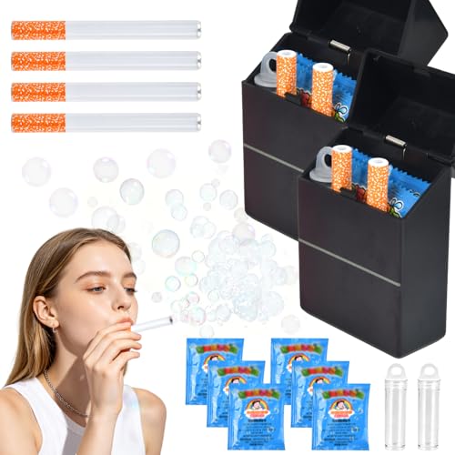 2Pcs Bubble-Cigarettes Blower Stress Toys Bubble Machine for Adults Fake Realistic Mini Bubbles Wand with Bubble Solution Party Bag Fillers Outdoor Garden Toys