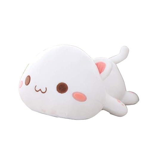 OUKEYI Cute Kitten Plush Toy Stuffed Animal Pet Kitty Soft Anime Cat Plush Pillow, Cat Doll Soft Stuffed Kitten Pillow Doll Toyfor Kids (white) - White