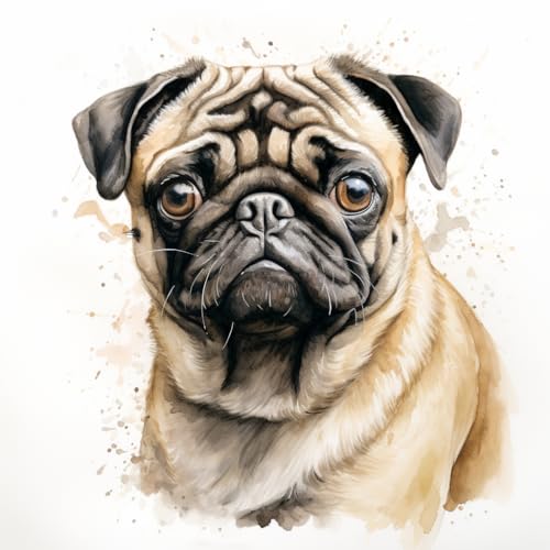 Generic DIY Pug Dog DIY Stamped Cross Stitch Kits for Beginners Easy 11CT Needlepoint Embroidery Counted Cross Stitch Kits Art Craft Wall Decoration and Gift 14x14inch(2)