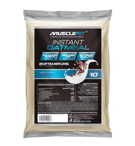 MuscleFit Harina de Avena Integral | 1kg de Avena Molida | Sabor Chocolate | Oatmeal | Bajo en grasas