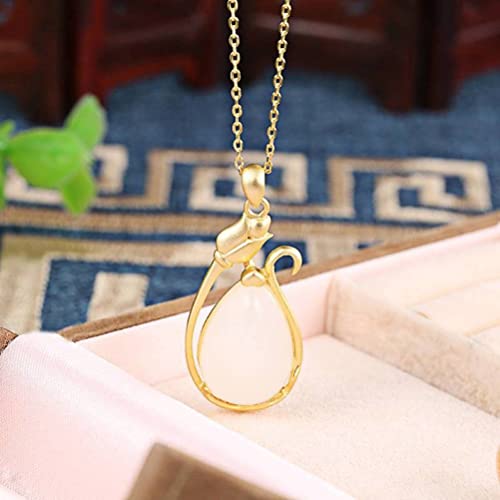 Collier S pendentif néphrite jade blanc chaîne clavicule rose sablée - 3