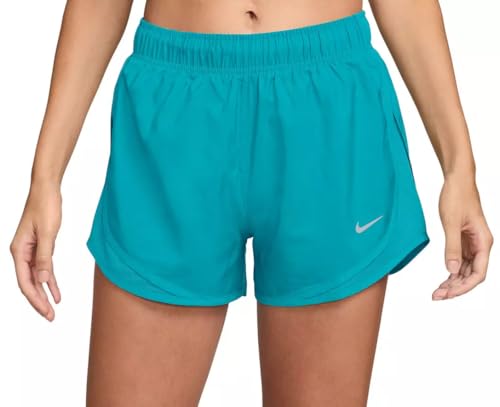 Nike Women's Dri-FIT Tempo Mid-Rise Brief-Lined Running Shorts, Small, Dusty Cactus (Teal)