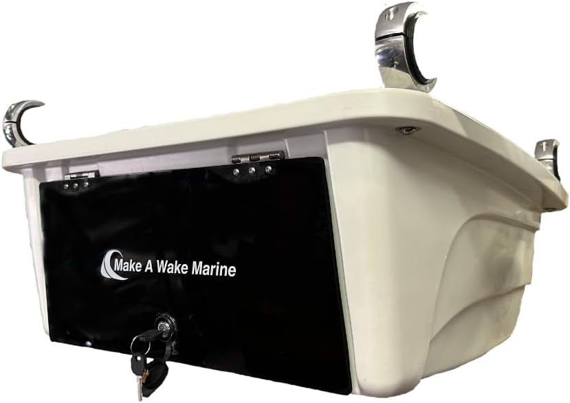 T-Top Electronic Box for Center Console Boats - Dry Storage, Lockable, Mounting Clamps Included Universal Design, Stereo, Radio, White
