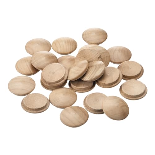 Image of uxcell Wood Plugs, 25Pcs 30 x 25 mm - Beech Wood Button Top Plugs, Screw Hole Covers, Decorative Wooden Cover for Stair Chair Craft Furniture Woodworking