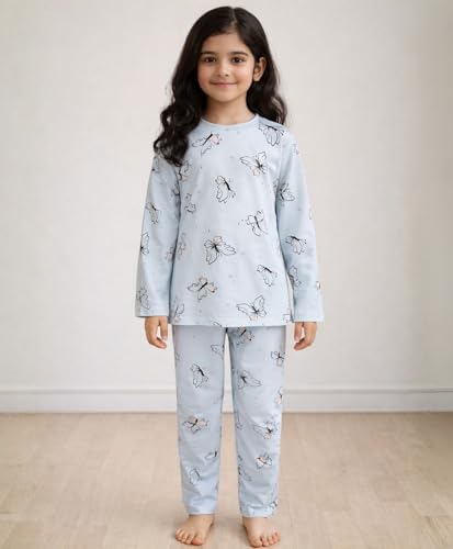 Image of ANTHRILO Blue Butterfly Long Sleeve Pyjama Set - Blue | 9-10 Years