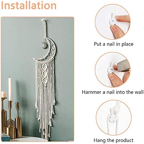 DFsucces Wall Hanging Moon Dream Catcher,Wall Hanging Star Dream Catcher,Handmade Woven Bohemian Tapestry Wall Art,Dream Catcher, Suitable for Home Decoration and a Good Gift for People(Moon)