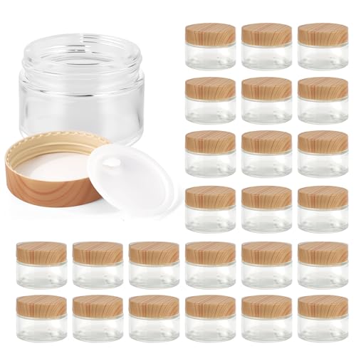 1oz Glass Jar with Lid,Hoa Kinh 25Pack Clear Cosmetic Containers with Lids