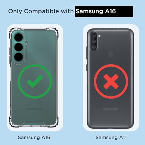 Image of Amazon Basics Back Cover for Samsung Galaxy A16 5G PC + TPU Clear Transparent Raised Edges Shockproof Protective Phone Bumper Case(Transparent)