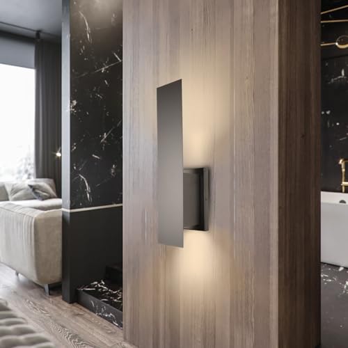 Edwarmlux Indoor Wall Sconces, Modern Wall Lights, Up and Down Wall Mount Light, Dimmable Hardwired Wall Light for Bedroom, Living Room, Hallway, GU10 Bulbs Excluded (Matt Black) - Thumbnail 3