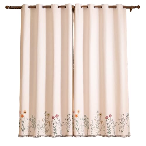 Image of ISAENNE Designer French Linen Printed Curtain,2 Panels,87 inchx53 inch-Serenity G