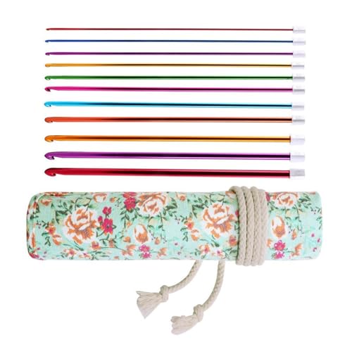 Agujas de ganchillo afganas de 27 cm set de 11 piezas de aluminio multicolor desde 2 mm a 8 mm