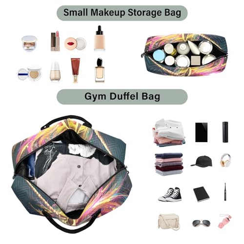 Large Travel Duffel Bag, Colorful Horse Head Sports Tote Gym Bag, Shoulder Weekender Overnight Bag for Women Men, Carry On Luggage with Toiletry Bags4