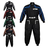 3GO Combinaison de motocross, kart pour enfants   Vêtements de moto pour quad MX tout terrain   Go Karting ATV MTB BMX Enduro Dirt Bike   Combinaison une pièce, noir/bleu, L